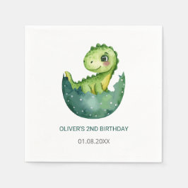 Guardanapo De Papel Cute Green Dinosaur Watercolor Kids Birthday Party