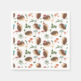 Guardanapo De Papel Cute Hedgehog Mushrooms Woodland Forest Animal