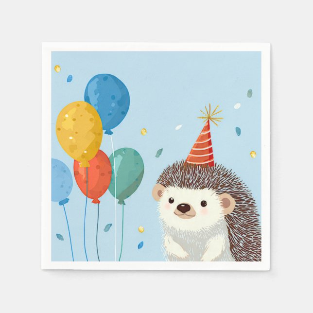 Guardanapo De Papel Cute Hedgehog Party Paper  (Frente)