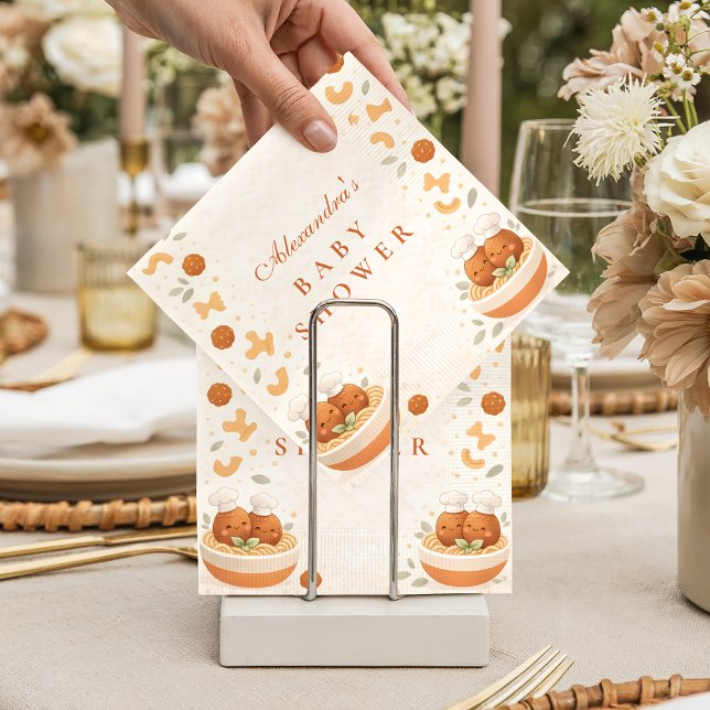 Guardanapo De Papel Cute Italian Little Meatball Baby Shower (Criador carregado)