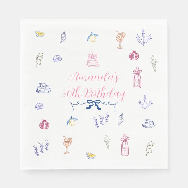 Guardanapo De Papel Cute Italian Minimalist Birthday (Frente)
