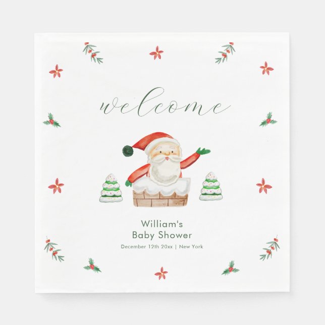 Guardanapo De Papel Cute It's Cold Outside Santa Baby Shower Welcome  (Frente)