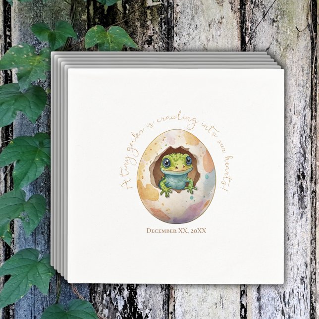 Guardanapo De Papel Cute Kawaii Gecko Lizard Chá de fraldas de Ovo (Criador carregado)