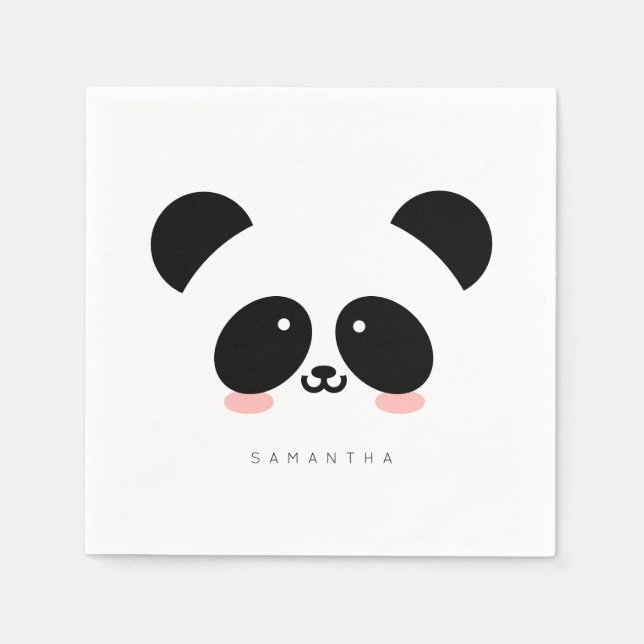 Guardanapo De Papel Cute Kawaii Panda | Adicione seu nome (Frente)
