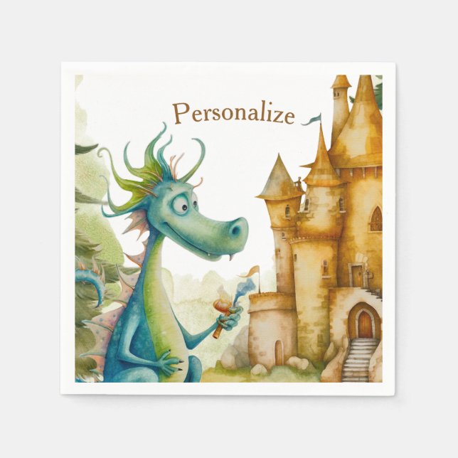 Guardanapo De Papel Cute Knight Dragon Castle Kids (Frente)