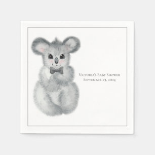 Guardanapo De Papel Cute Koala Bear Nome Floral Moderno Chá de fralda