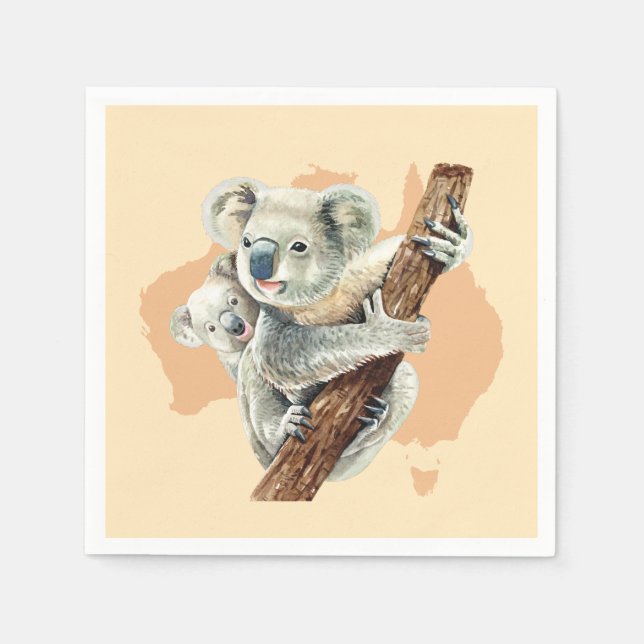 Guardanapo De Papel Cute Koala Mãe e Bebê (Frente)