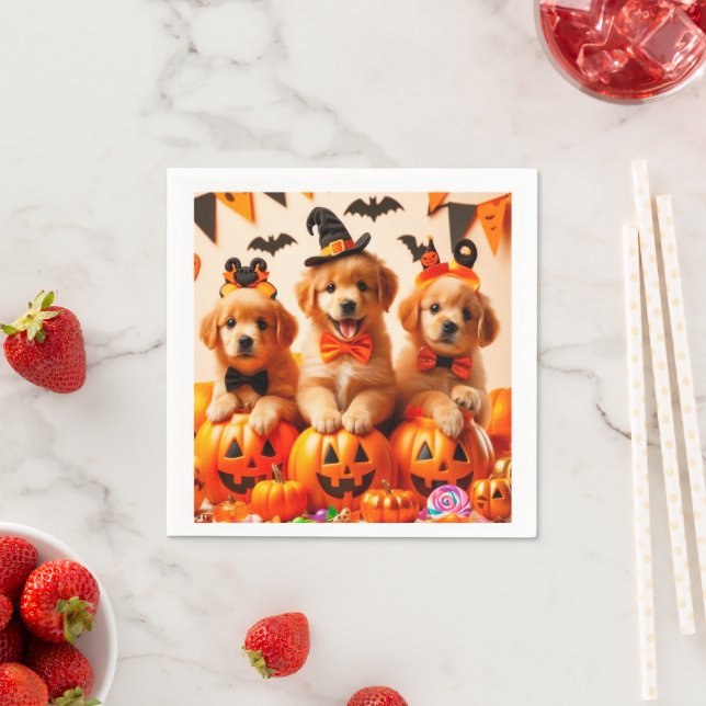 Guardanapo De Papel Cute labrador puppies halloween (Insitu)