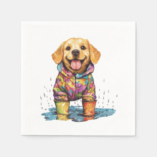Guardanapo De Papel Cute Labrador Retriever Rain Puddle