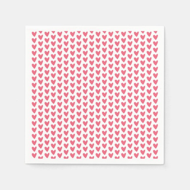 Guardanapo De Papel Cute Little Raspberry Pink Hearts Pattern (Frente)