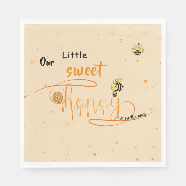 Guardanapo De Papel Cute Little Sweet Dripping Honey Baby Shower (Frente)