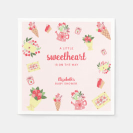 Guardanapo De Papel Cute Little Sweetheart on the Way Baby Shower pink