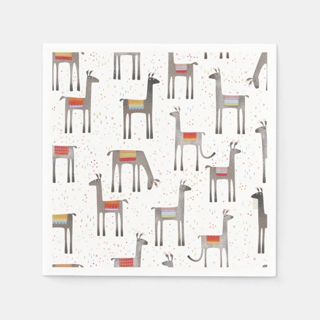 Guardanapo De Papel Cute Llama Alpaca (Frente)