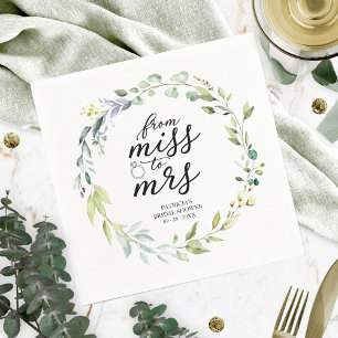 Guardanapo De Papel Cute Miss para Mrs Greenery Eucalyptus Chuveiro de