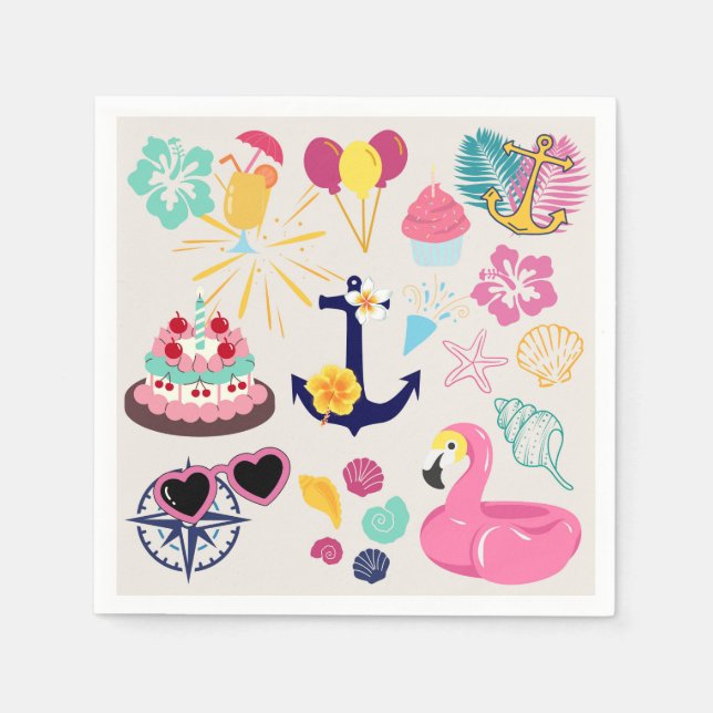 Guardanapo De Papel Cute Nautical Birthday (Frente)