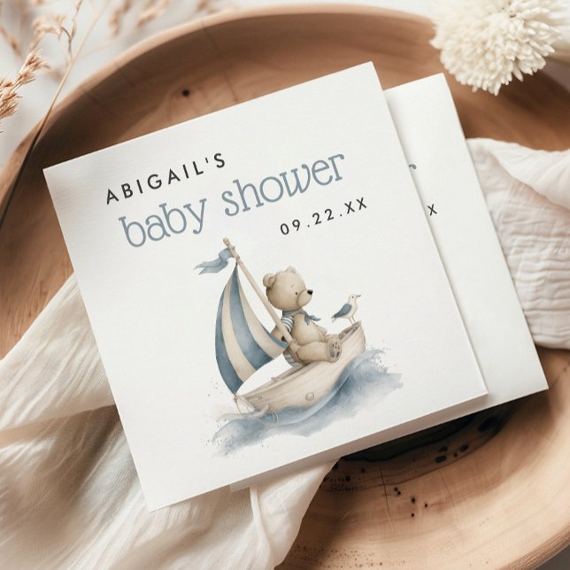 Guardanapo De Papel Cute Nautical Teddy Bear Boys Baby Shower (Criador carregado)