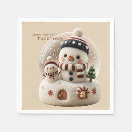 Guardanapo De Papel Cute Needle Felted Snowman Snowglobe