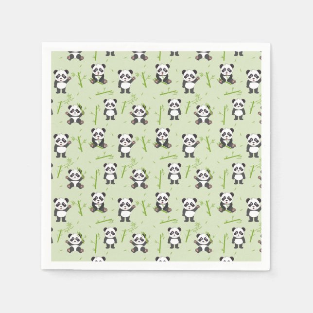 Guardanapo De Papel Cute Panda Bear Bamboo Kawaii Animals Pattern (Frente)