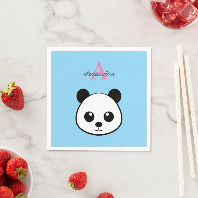 Guardanapo De Papel Cute Panda Bear Napkins – Personalized Monogram  (Insitu)