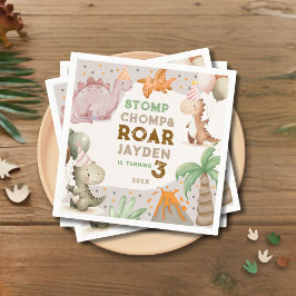 Guardanapo De Papel Cute Pastel Dinosaur Birthday Party 