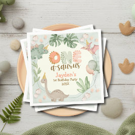 Guardanapo De Papel Cute Pastel Green Dinosaur One A Saurus Birthday 