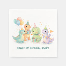 Guardanapo De Papel Cute Pastel Watercolor Dinosaurs Birthday