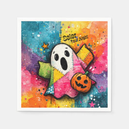 Guardanapo De Papel Cute Patchwork Ghost Colorful Splatter Art