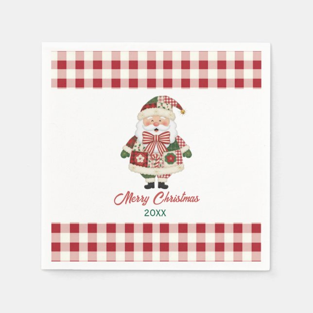 Guardanapo De Papel Cute Personalized Santa Christmas Holiday (Frente)