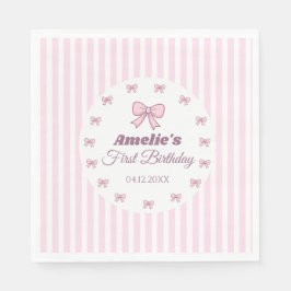 Guardanapo De Papel Cute Pink Bow 1st Birthday Party