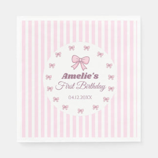 Guardanapo De Papel Cute Pink Bow 1st Birthday Party