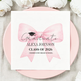 Guardanapo De Papel Cute Pink Bow Graduation Cap Graduate