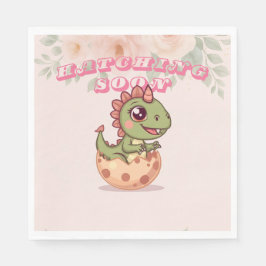 Guardanapo De Papel Cute Pink Dino Hatching Soon