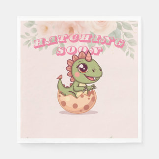 Guardanapo De Papel Cute Pink Dino Hatching Soon