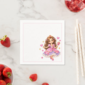 Guardanapo De Papel Cute Pink Princess Birthday Napkins