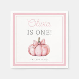 Guardanapo De Papel Cute Pink Pumpkin Baby Girl First Birthday
