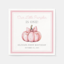 Guardanapo De Papel Cute Pink Pumpkin Girl Baby First Birthday
