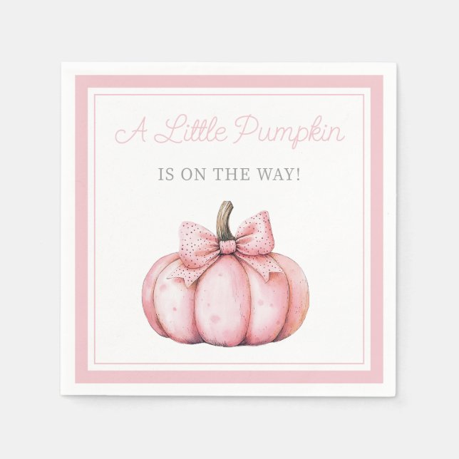 Guardanapo De Papel Cute Pink Pumpkin Girl Baby Shower (Frente)