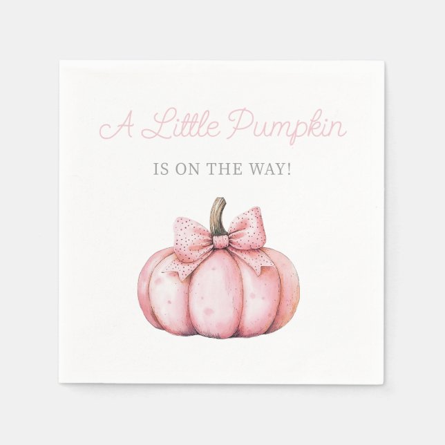 Guardanapo De Papel Cute Pink Pumpkin Girl Baby Shower (Frente)