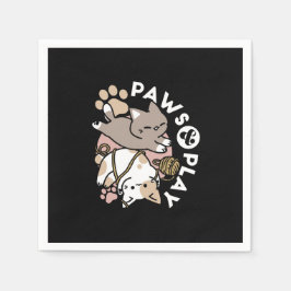 Guardanapo De Papel Cute Playful Cats Design – Fun Paws and Play Art