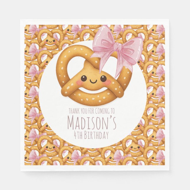 Guardanapo De Papel Cute Pretzel Girl Birthday Party (Frente)