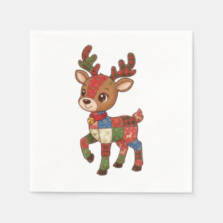 Guardanapo De Papel Cute Quilted Patchwork Reindeer | Christmas Holida