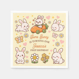 Guardanapo De Papel Cute Rabbits Floral Easter Kids' Birthday Party