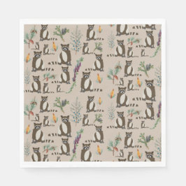 Guardanapo De Papel Cute Raccoon em Pine Forest Pattern