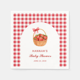 Guardanapo De Papel Cute Red Gingham Strawberry Girl Baby Shower