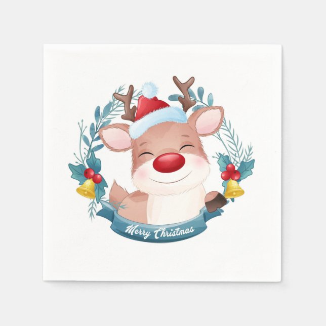 Guardanapo De Papel Cute Rudolph (Frente)