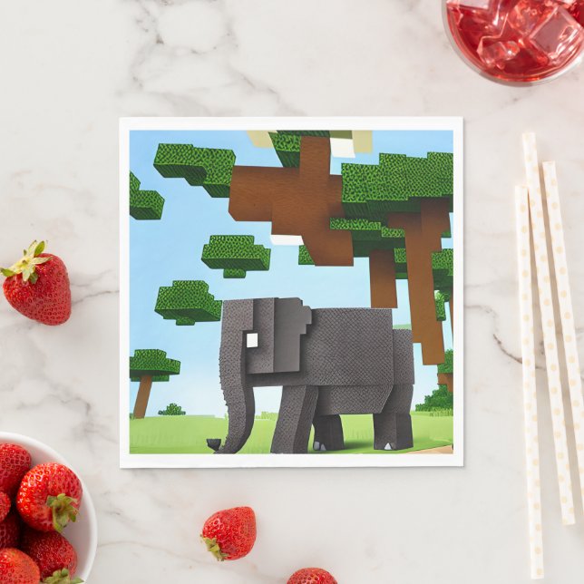 Guardanapo De Papel Cute Safari Elephant Pixel Art (Insitu)