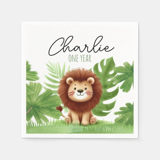 Guardanapo De Papel Cute Safari Lion Birthday (Frente)