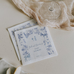 Guardanapo De Papel Cute Safari Toile de Jouy Chá de fraldas azul