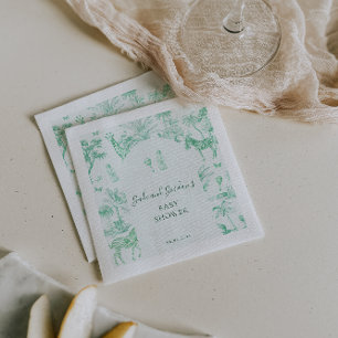 Guardanapo De Papel Cute Safari Toile de Jouy Chá de fraldas Mint