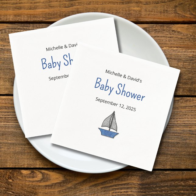 Guardanapo De Papel Cute Sailboat Nautical Baby Boy Couples Shower (Criador carregado)